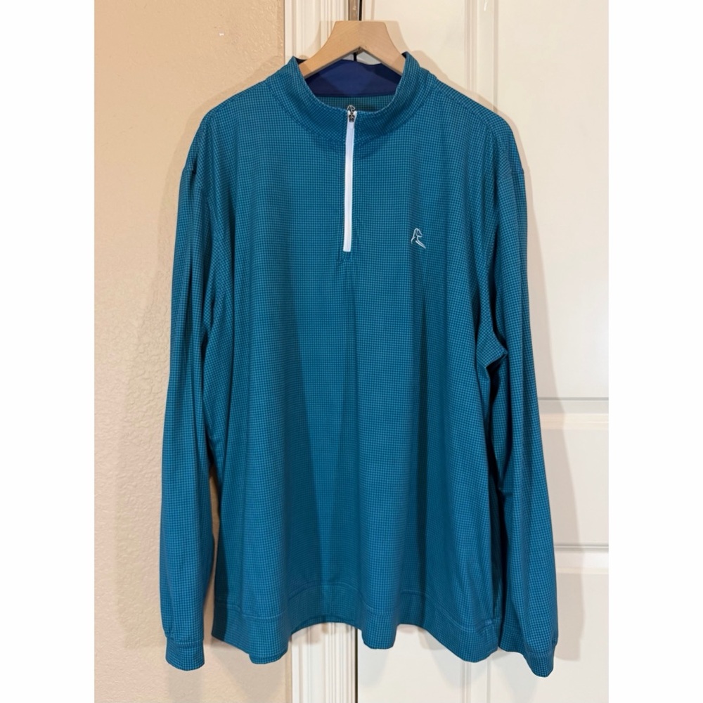 Rhoback The Adirondack Performance Quarter Zip Pullover teal houndstooth XXXL